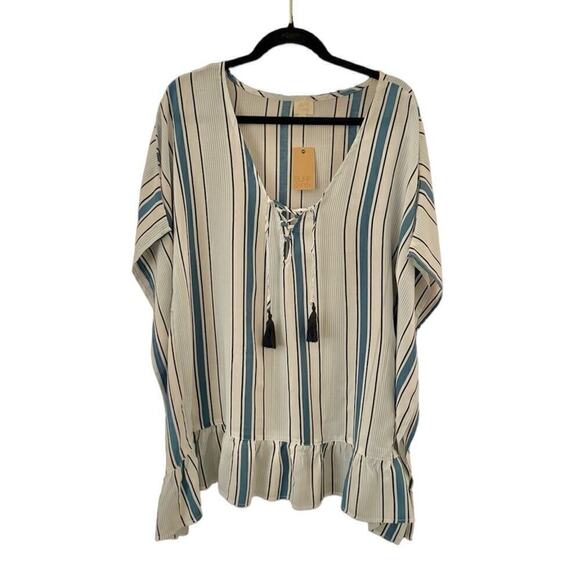 Surf Gypsy Swim Suit Cover Up Womens size Medium Blue and White Stripe - Picture 3 of 11